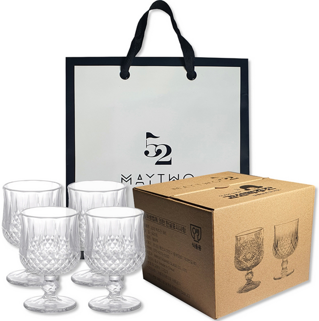 52 MAYTWO 在家咖啡館玻璃啤酒杯 A款 180ml 4入組 (含禮物盒+提袋), 1組