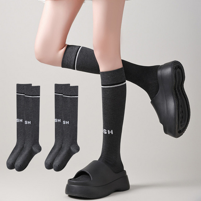 알로데 여성용 라인레터링 니삭스 2켤레