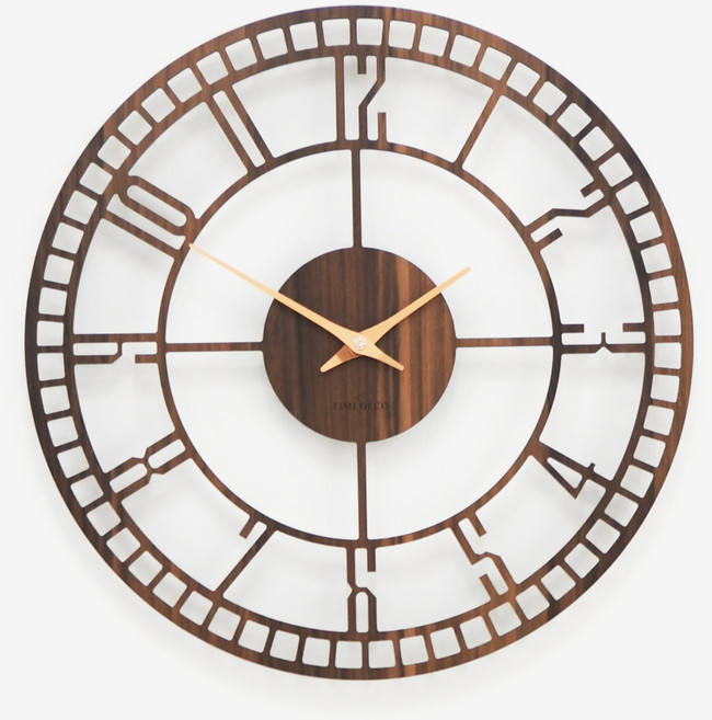 타임데코 우드써클 프레임 벽시계, 월넛