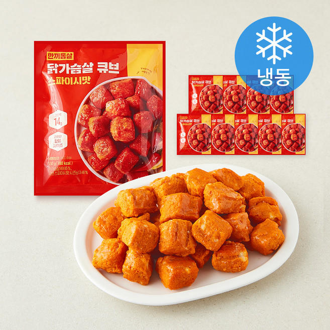 한끼통살 닭가슴살 큐브 스파이시맛 (냉동), 100g, 10개, 1개입