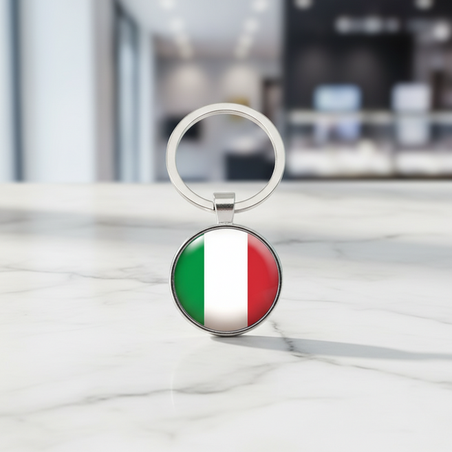 마켓피아 국기 디자인 가방 고리 자동차 키홀더, 이탈리아 3개 단면 모델, 1개