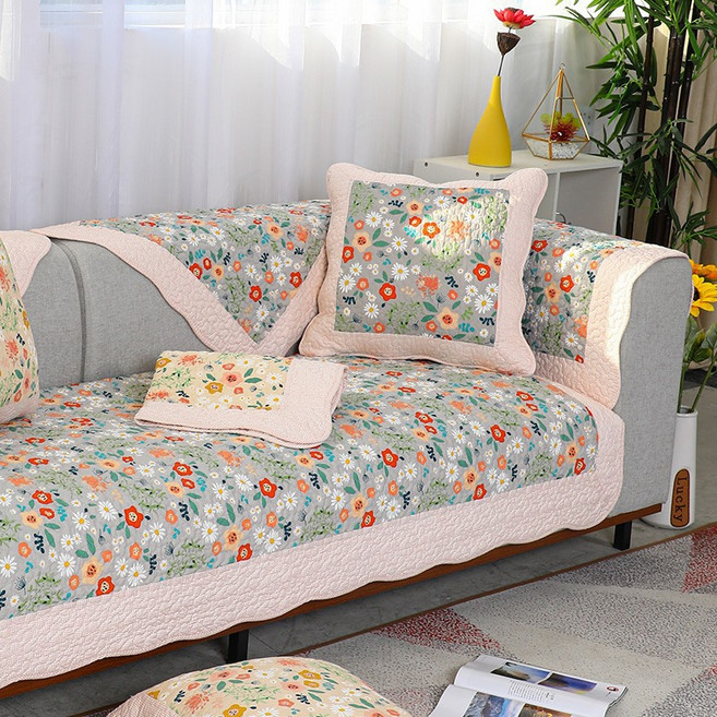 몬드스팟 빈티지 사계절 누빔 미끄럼방지 쇼파패드 그린체크 YY57640