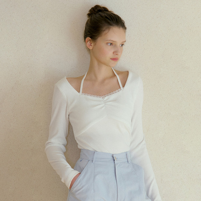 리올그 여성용 제나 레이스 포인트 롱슬리브 티셔츠