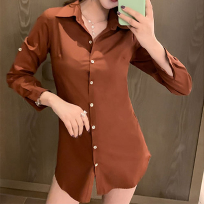 Doobom 女款 Awesome 長版寬鬆襯衫