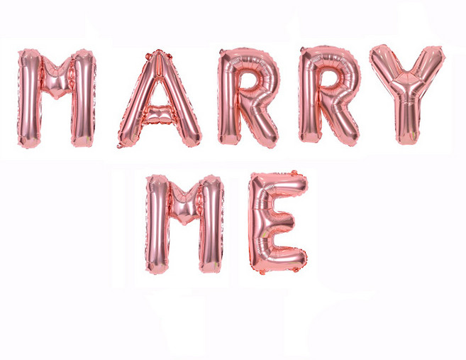 조이파티 알파벳은박풍선세트 MARRY ME, 로즈골드, 1세트