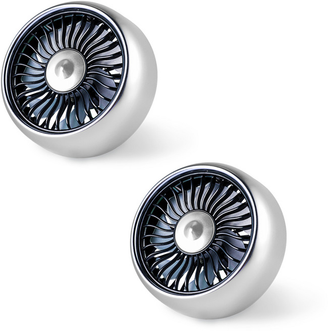 808 차량용 3단 미니 송풍구형 쿨링에어 써큘레이터 2p, 808 MINI fan, 실버