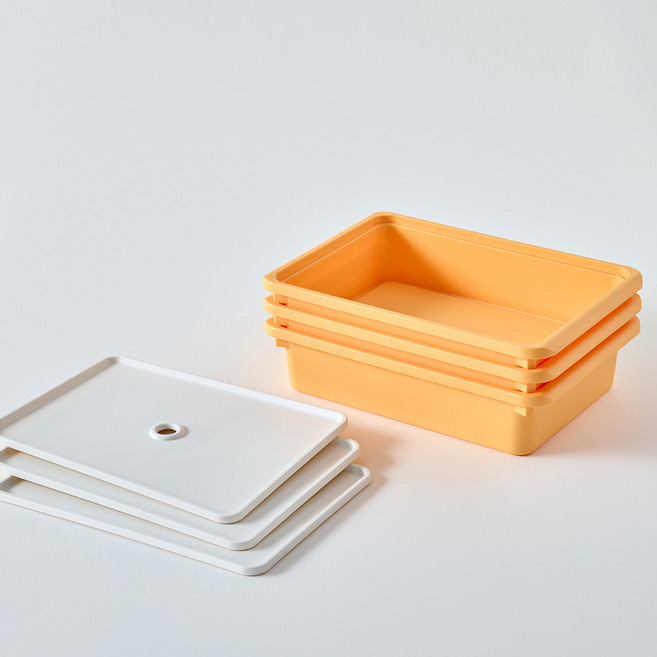 브리다 국내 제조 컬러 다용도 정리 수납박스, 옐로우, 3개