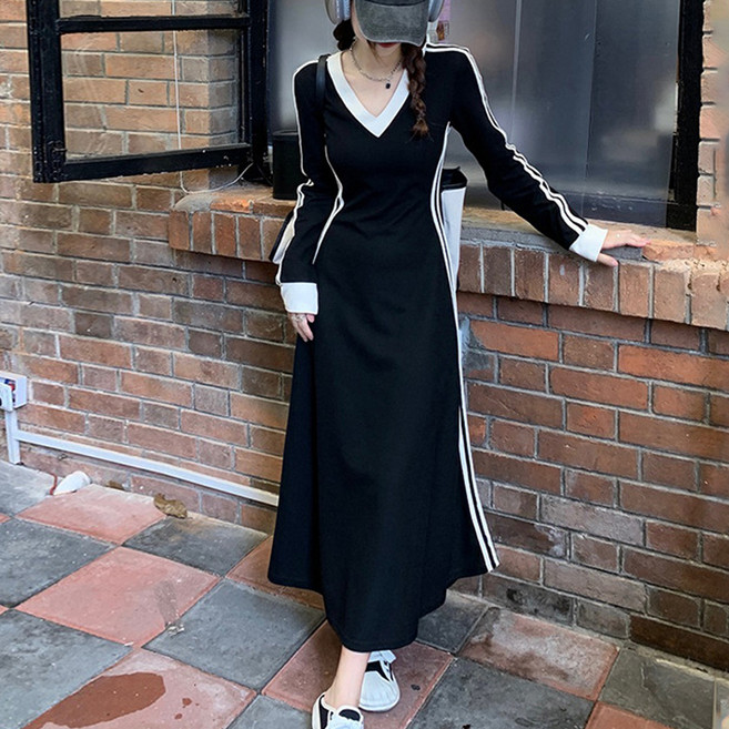 마켓에이 스포티 투라인 브이넥 롱원피스 T24FW3-A0773 빅사이즈 포함