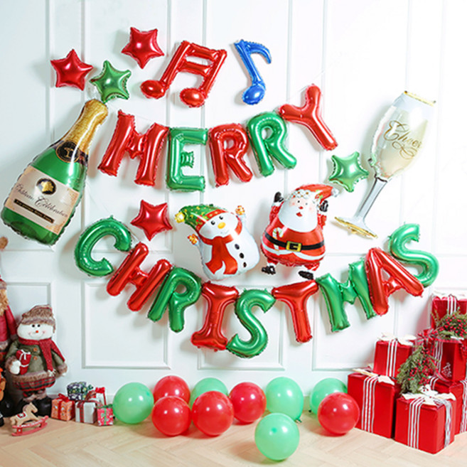 파티해 큐티 크리스마스 은박풍선 장식 G 세트, 혼합색상, 1세트