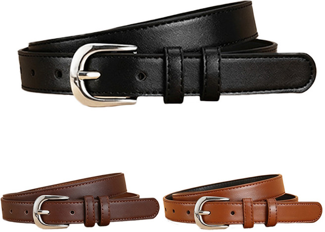 미다미 여성용 데일리 슬림 유광 가죽 벨트 1657 3종 +지퍼백 세트