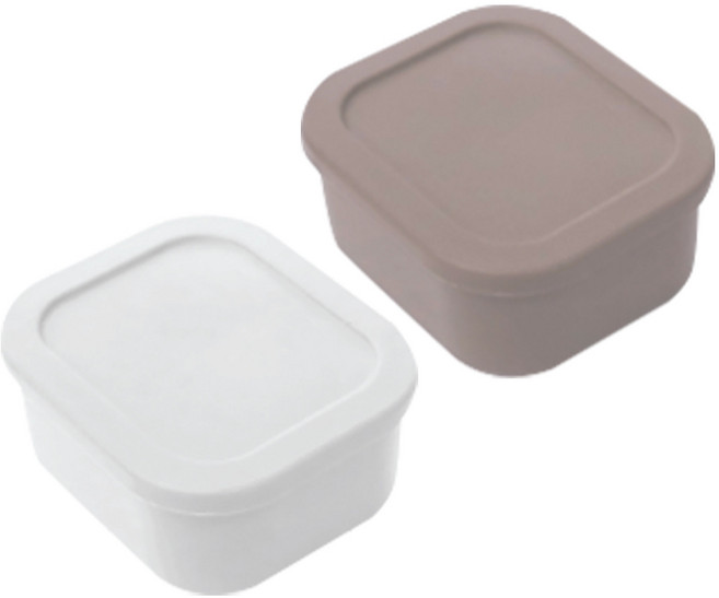 유하우스 삶아 쓰는 실리콘 밀폐용기 그레이 300ml + 브라운 300ml, 1세트, 단품