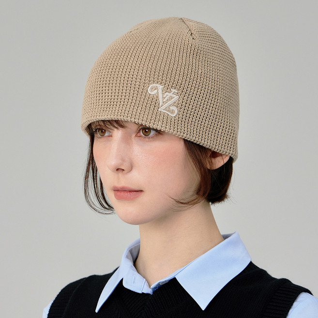 바잘 여성용 리프 VZ 로고 와플 비니