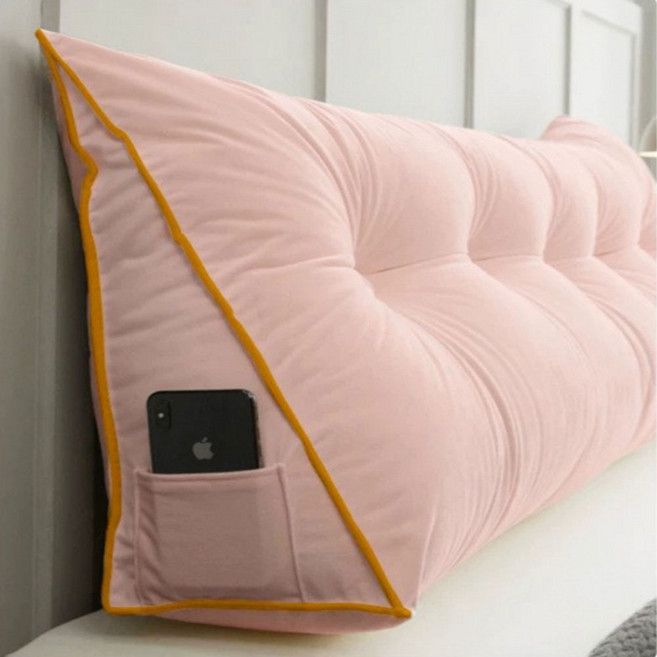 봄날애 부드러운 삼각형 침실 등받이 소파 쿠션, 라이트핑크