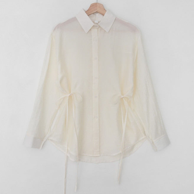 큐니걸스 여성용 시스루 포그링클2 양옆리본 셔츠 남방