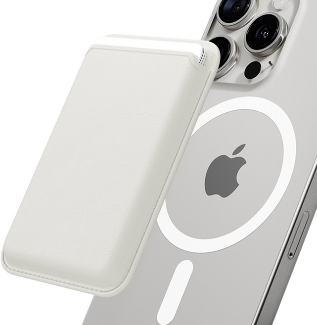 신지모루 맥세이프 3장 수납 M 비카 베이직 가죽 카드지갑 케이스, 화이트, 1개 - 맥세이프 카드케이스