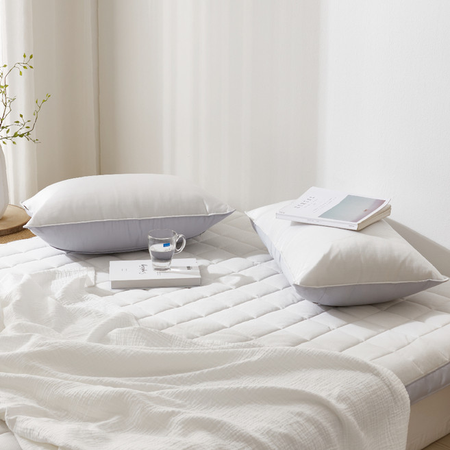 지베딩 모던 휴비스 듀라론 항균 냉감 베개커버 솜포함, 그레이, 2개