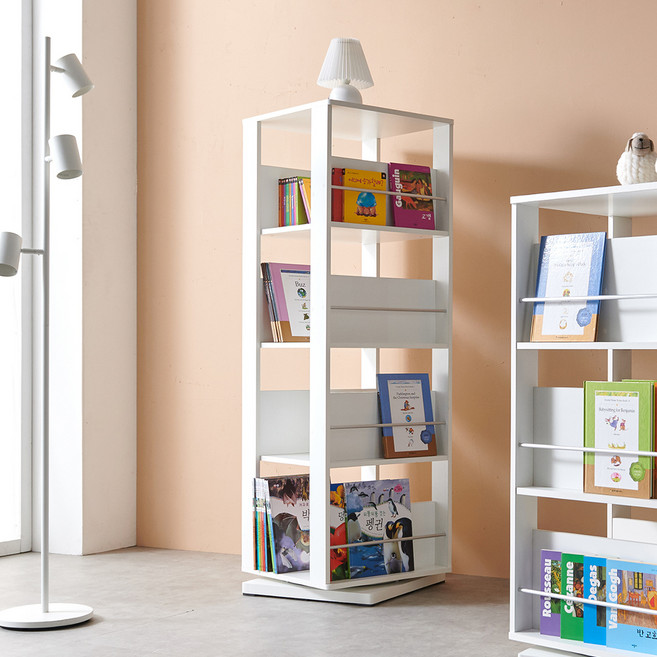 비앙스 VONI 전면 회전 책장 고객직접설치, 화이트, 4단