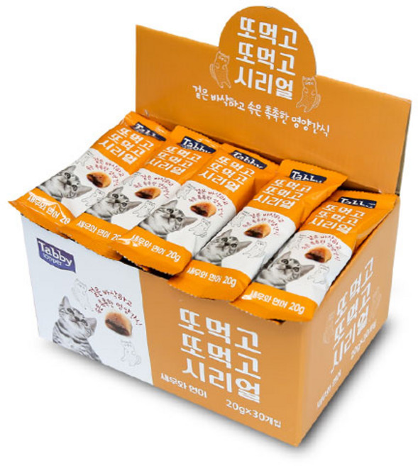 테비토퍼 고양이 또먹고또먹고 시리얼 스낵, 혼합맛(새우/연어), 20g, 30개