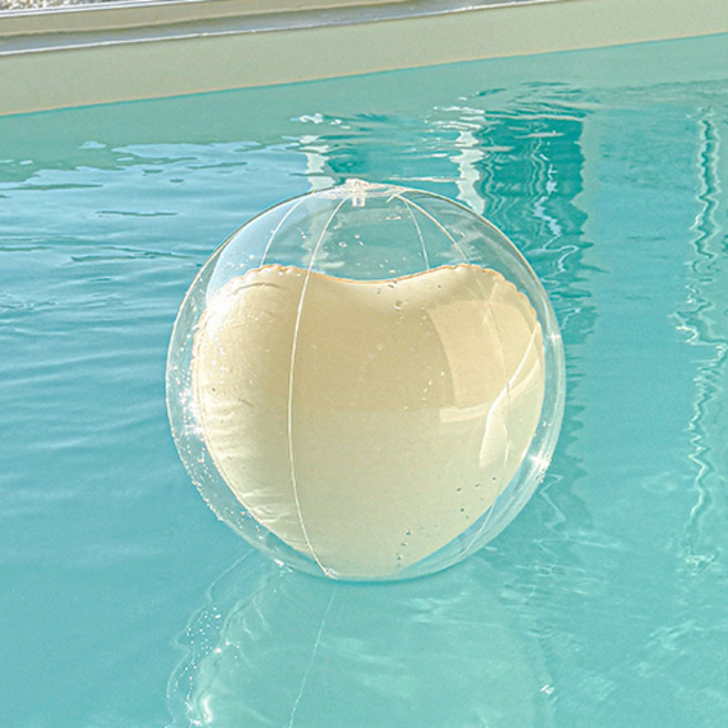 마이리틀데이지 러비볼 하트 비치볼, 40cm, 투명 + 아이보리, 1개