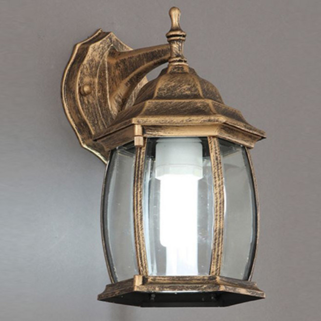 케이시조명 육각 엔틱 실내외 벽부등, 황동색