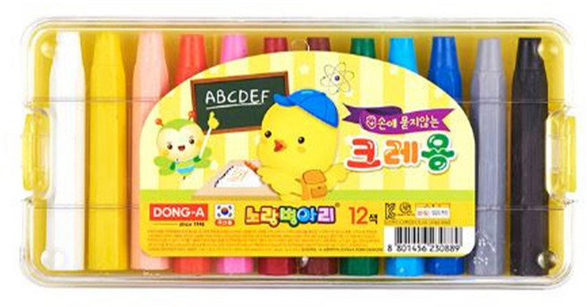 동아 노랑병아리 손에 묻지않는 크레용 세트, 12색, 1세트