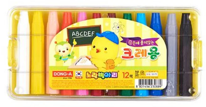 동아 노랑병아리 손에 묻지않는 크레용 세트, 12색, 1세트 - 쿠팡