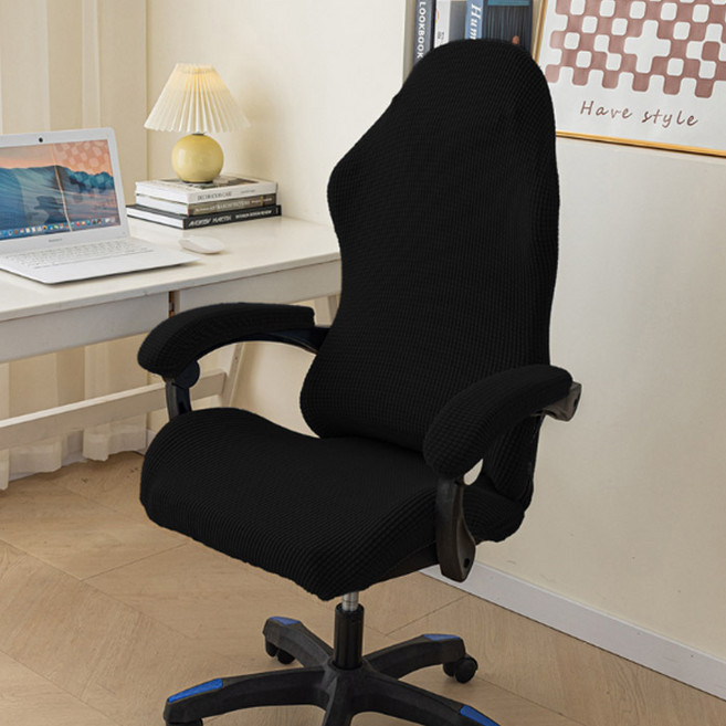 마켓플랜 심플 라인 의자 좌석커버 세트, 블랙, 1개