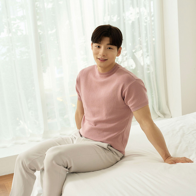 핵쿨남 남성용 아이스 쿨링 머슬핏 반팔 라운드 니트 티셔츠