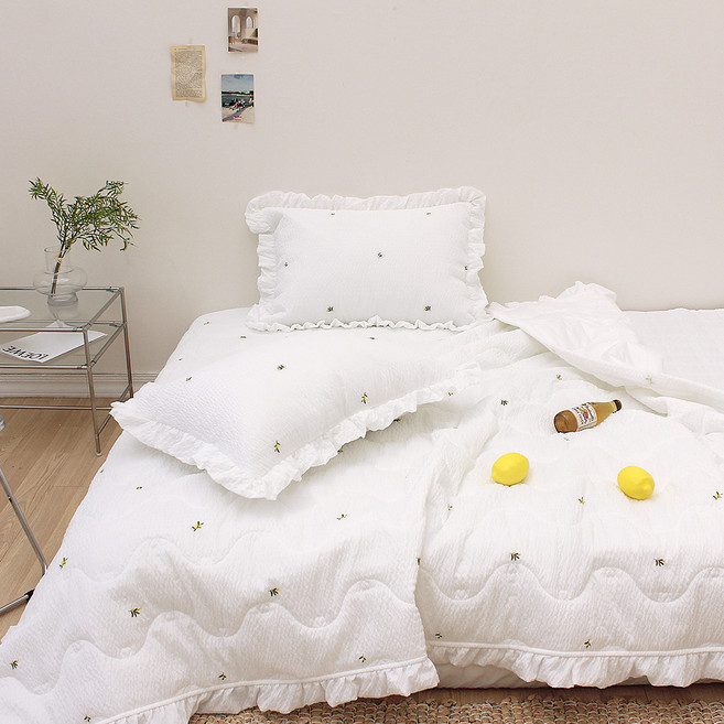 슈에뜨룸 시원한 자수 여름 시어서커 프릴 차렵이불