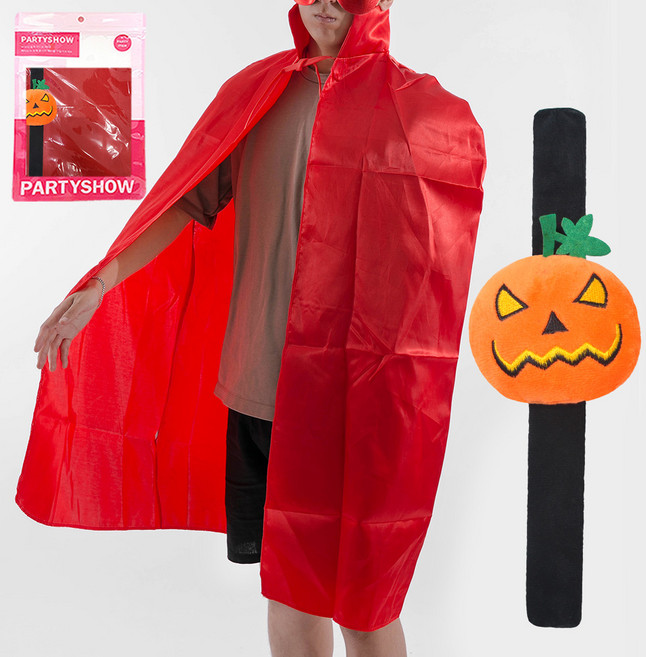 파티쇼 파티 패션 할로윈 마녀 망토 + 호박 팔찌 세트, 빨강(망토), A타입(팔찌), 1세트