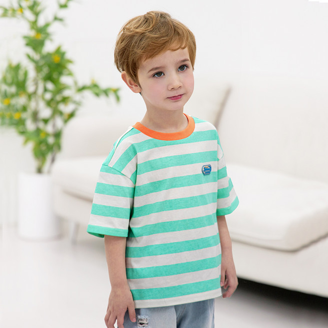 월튼키즈 아동용 통기성 보더단가라 티셔츠
