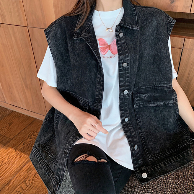 MarketA 休閒寬鬆牛仔背心 R