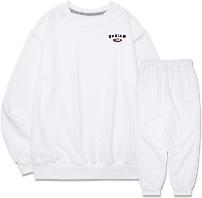 디엘크리 남성용 할로 스몰로고 맨투맨 조거트레이닝 세트