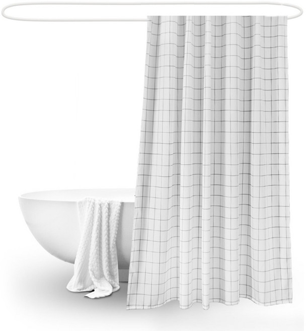 모던 방수 패브릭 샤워커튼, 화이트, 1개