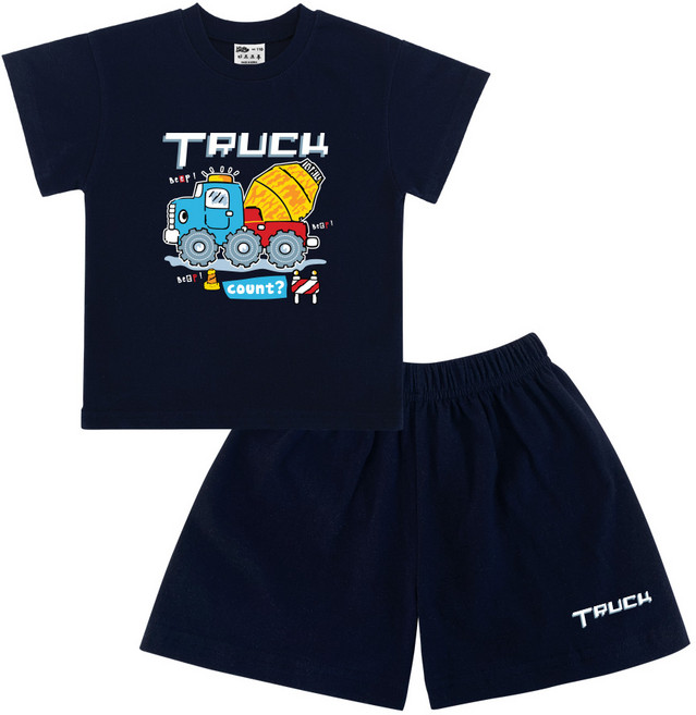 키즈크루 아동용 통기성 트럭 반팔 + 반바지 세트