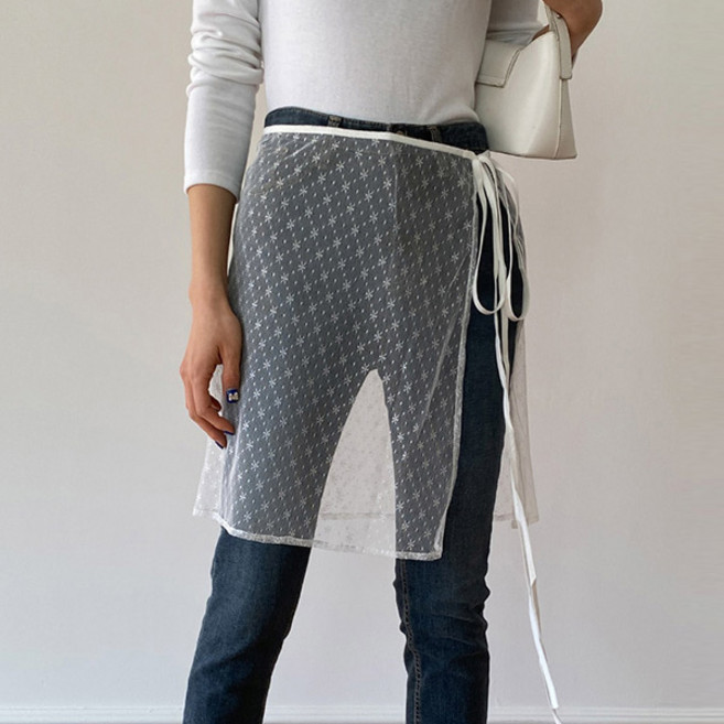 슈가펀 루벨키 레이스 랩스커트, 화이트