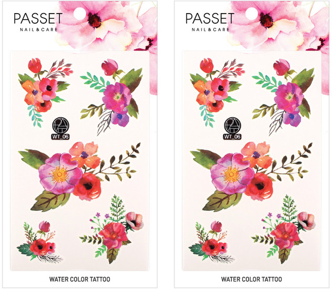 파셋 수채화 타투 스티커, WT06, 2개