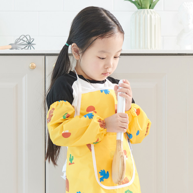 베베슈에뜨 아동용 패턴 방수 앞치마 + 팔토시 세트