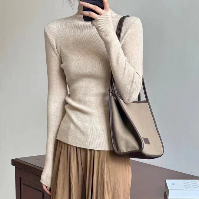 MarketA 女款素色基本款高領針織衫