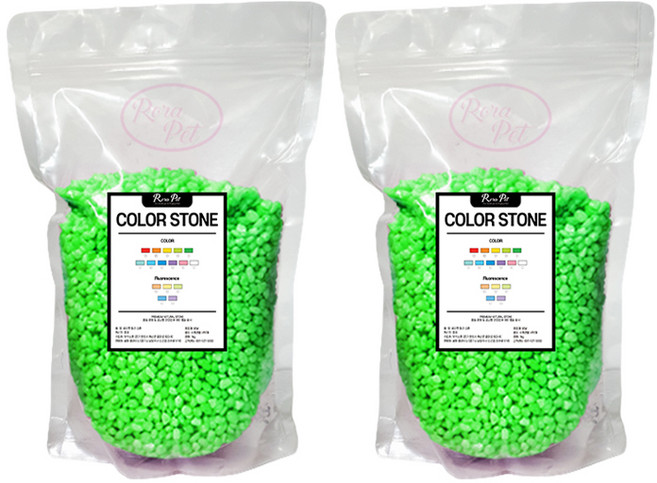 로라펫 수족관 장식 형광 스톤 파우치, 형광 초록, 2개