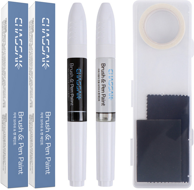 차싹 순정형 자동차 붓펜 페인트 컬러+투명+전용키트, 1세트, FSB 퓨전블랙+투명붓펜