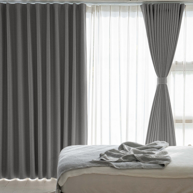 빛고운창 형상기억 99.99% 암막커튼 내추럴린넨 핀형 2p세트