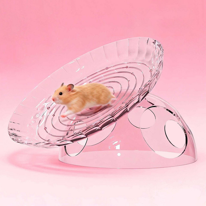 랜보어 햄스터 프리스비 휠 은신처 16 x 18 x 12 cm, 핑크, 1개