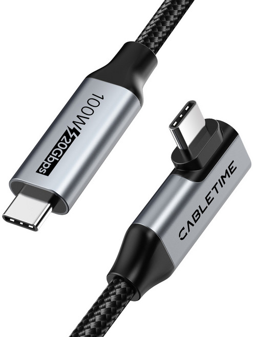 케이블타임 USB 3.2 Gen2x2 100W 20기가비트 90도 C to C타입 고속충전케이블 CU24, 1m, 혼합색상, 1개