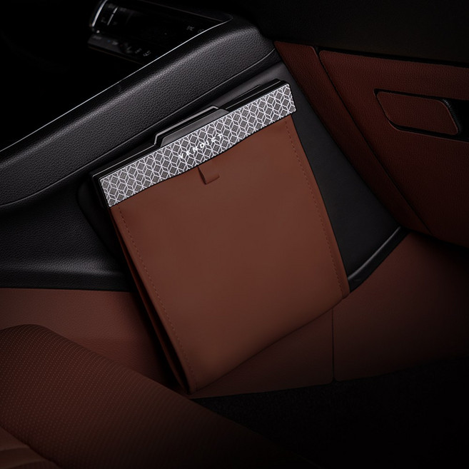 벤딕트 2세대 차량용 LED 쓰레기통 + 봉투 세트 앞좌석용, 하바나브라운(쓰레기통), 1세트