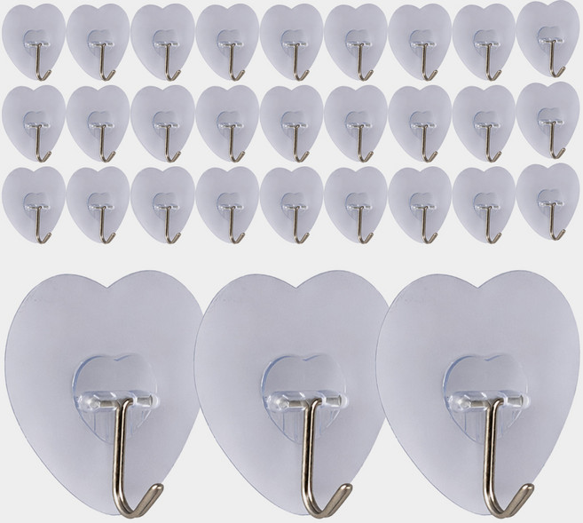 모나코올리브 무타공 투명 하트 매직후크, 30개