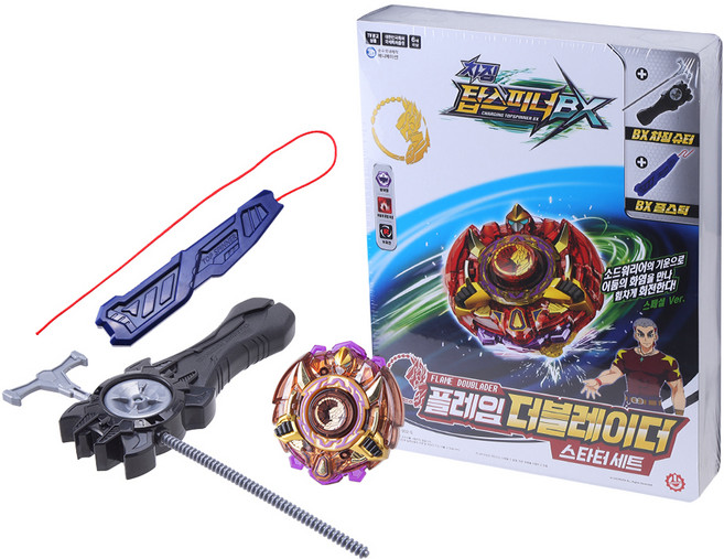 초이락 차징 탑스피너 BX 플레임 더블레이터 스타터 배틀팽이 세트, 혼합색상, 1개