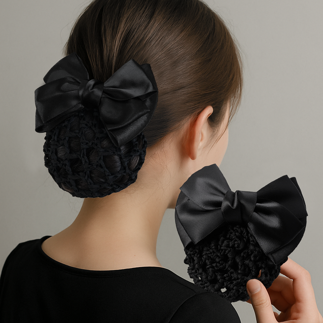 비단길 듀이 올림머리 리본 그물망 머리핀 2p