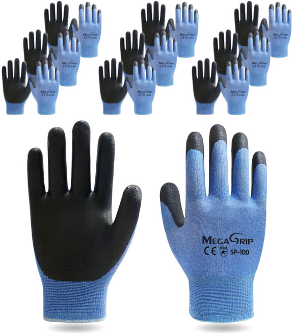 메가그립 쿨피트 코팅작업장갑 SP-100 L, 블루, 10개