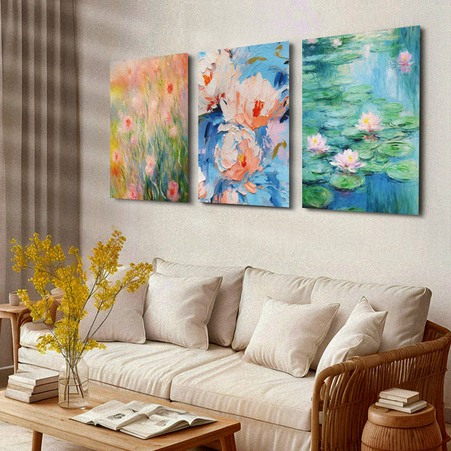 퍼니즈 슬림액자 명화 폼보드 포스터 액자세트 모네 인스프릿A, 없음